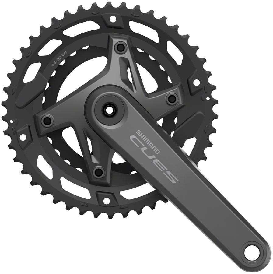 Shimano CUES FC-U6000-2 Crankset - 170mm, 9/10-Speed, 46/30t, Asymmetric 110 BCD, Hollowtech II, Black