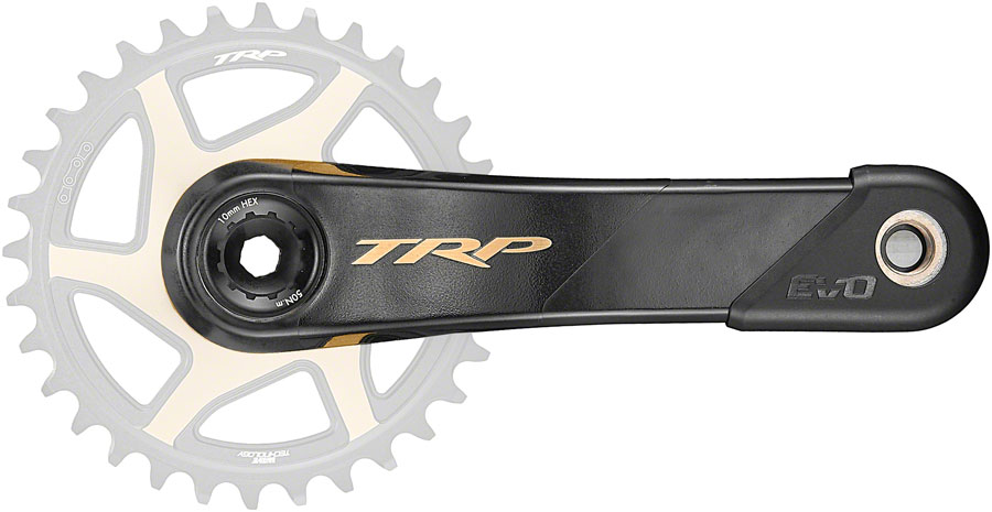 TRP CK-9050 EVO Crankset - 165mm, 12-Speed, For 68/73mm Frame BB, DM CINCH Chainring Interface, 30mm Spindle, Carbon, Black/Gold