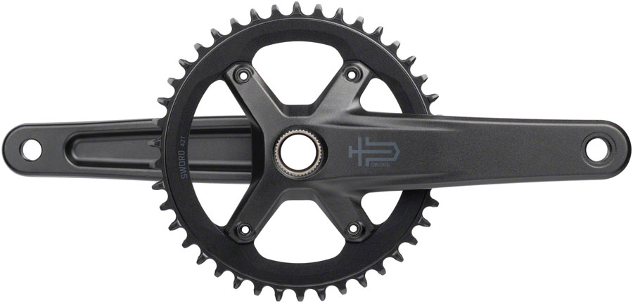 microSHIFT Sword 1x Crankset - 165mm, 10-Speed, 42t, 110 Asym BCD, 24mm Spindle, Black