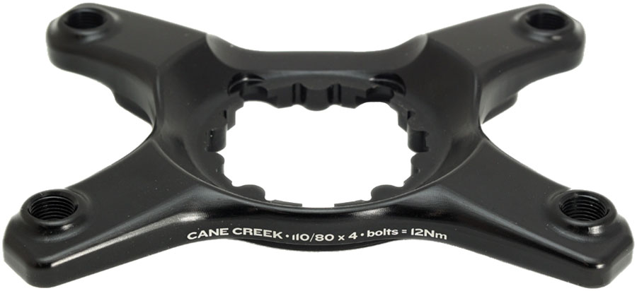Cane Creek eeWings Chainring Spider - 4-Bolt, 110 and 80 Asymmetric BCD, 3-Bolt Mount Type, Shimano GRX 1x and 2x Systems, Black