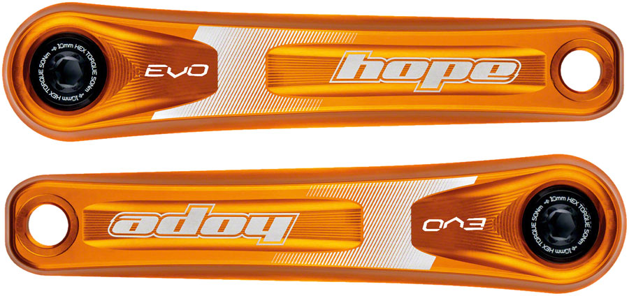 Hope Evo Crankset - 175mm, Direct Mount, 30mm Spindle, For 135/142/141/148mm Rear Spacing, Orange 