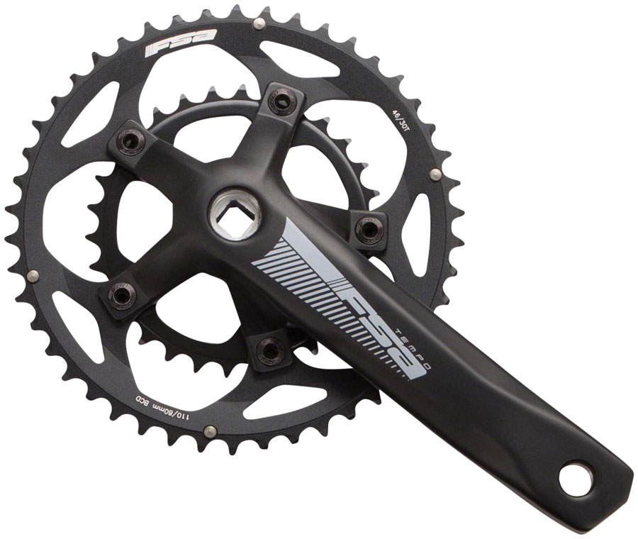 Full Speed Ahead Tempo Adventure Crankset - 170mm, 10/11-Speed, 46/30t, 110/80 BCD, Square Taper JIS Spindle Interface, Black