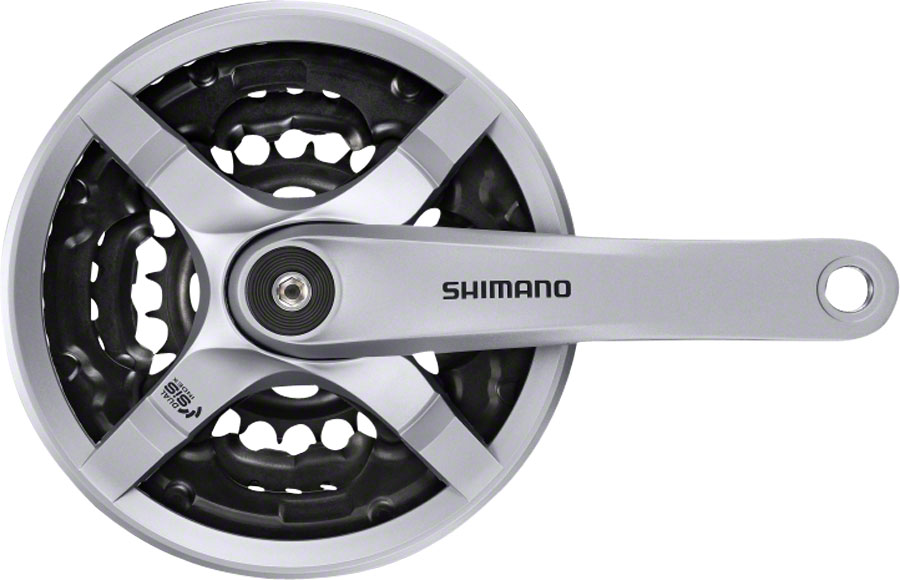 Shimano Tourney FC-TY501 Crankset - 170mm, 6/7/8-Speed, 42/34/24t, Riveted, Square Taper JIS Spindle Interface, Silver