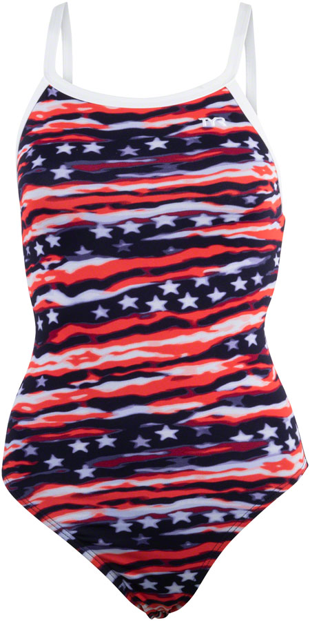TYR Women's All American Diamondfit Swimsuit - Red/White/Blue, Size 34 ...