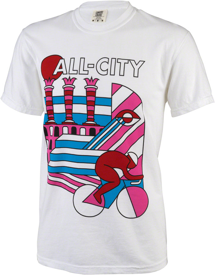 All-City Parthenon Party Men's T-Shirt - White, Pink, Red, Blue, Black, Medium 