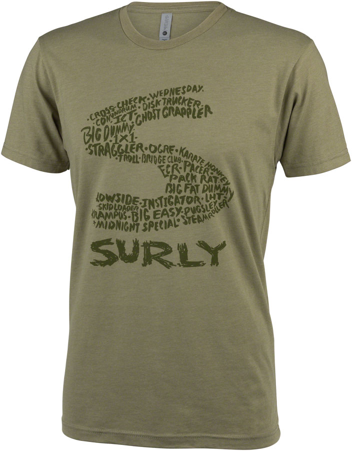 Surly Steel Consortium Men's T-Shirt - Light Olive, Small 