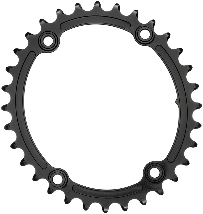 absoluteBLACK Premium Sub-Compact Oval 110 BCD Road Inner Chainring - 32t, 110 Shimano Asymmetric BCD, 4-Bolt, Black 