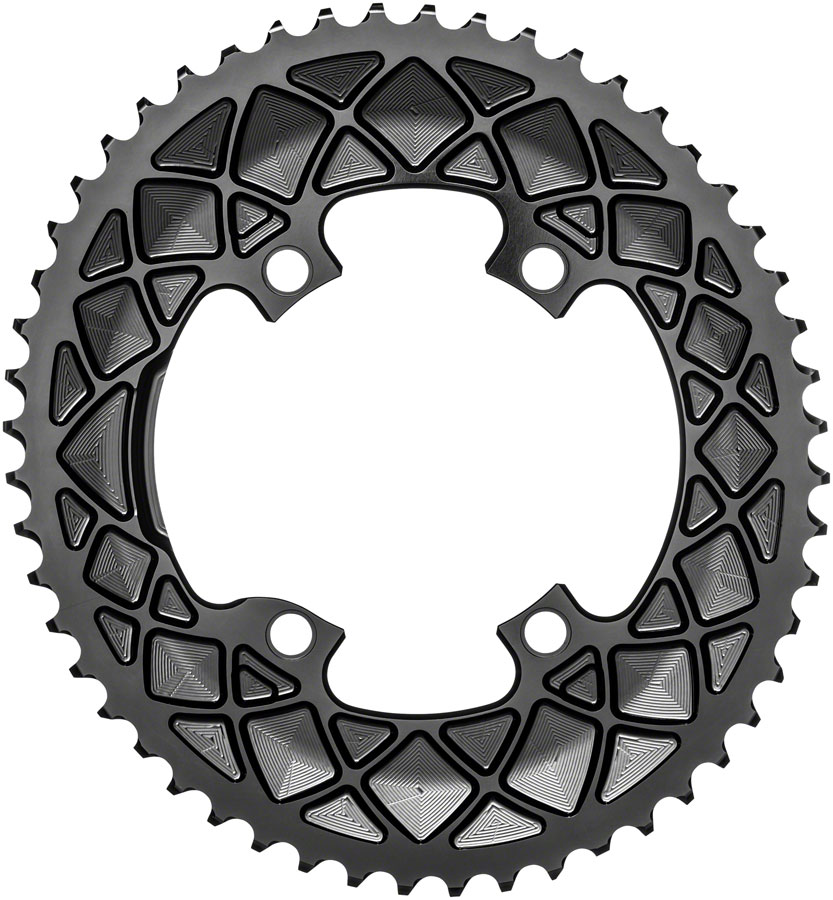 absoluteBLACK Premium Oval 110 BCD Road Outer Chainring for Shimano Dura-Ace 9100 - 52t, 110 Shimano Asymmetric BCD, 4-Bolt, Black 