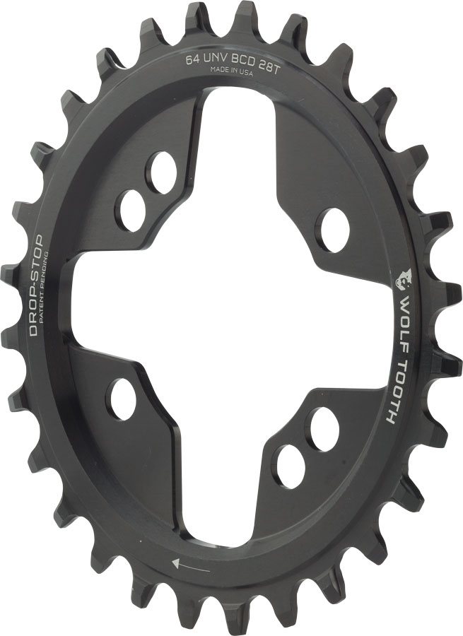 Wolf Tooth 64 BCD Chainring - 28t, 64 BCD, Universal Mount, Drop-Stop, Black