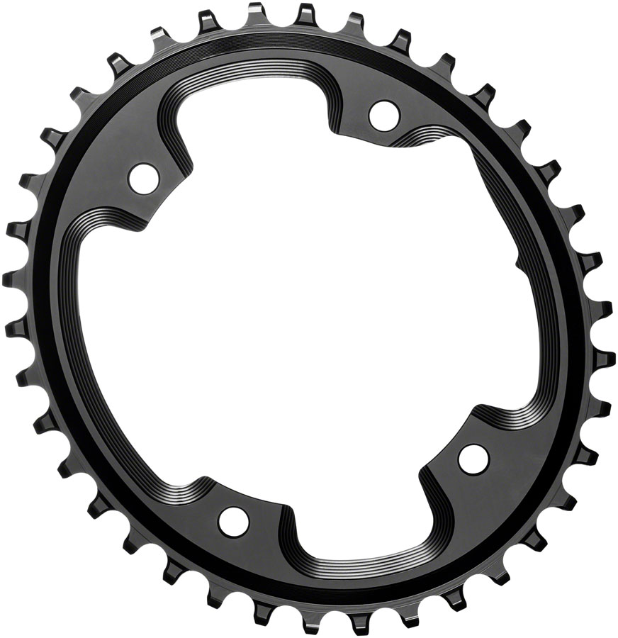 absoluteBLACK Oval 110 BCD CX Chainring - 38t, 110 Shimano Asymmetric BCD, 4-Bolt, Narrow-Wide, Black 