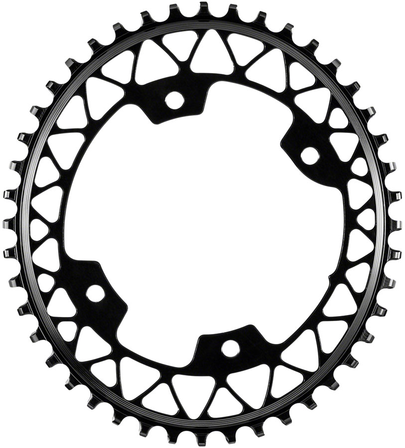 absoluteBLACK Oval 110 BCD Gravel Chainring - 46t, 110 Shimano Asymmetric BCD, 4-Bolt, Narrow-Wide, Black 