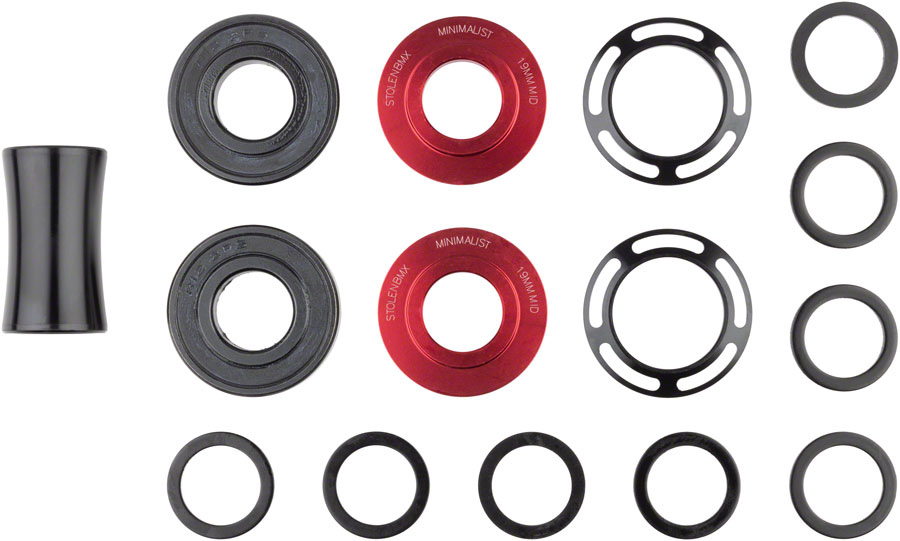 Stolen Minimalist Bottom Bracket - Mid, 19mm, Red 
