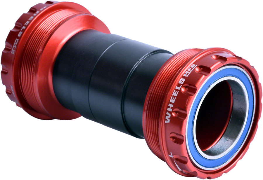 Wheels Manufacturing T47 Outboard Bottom Bracket - For 30mm Spindle, ABEC-3 Bearings, Fits Frames with 68mm-100mm BB Shells, Red