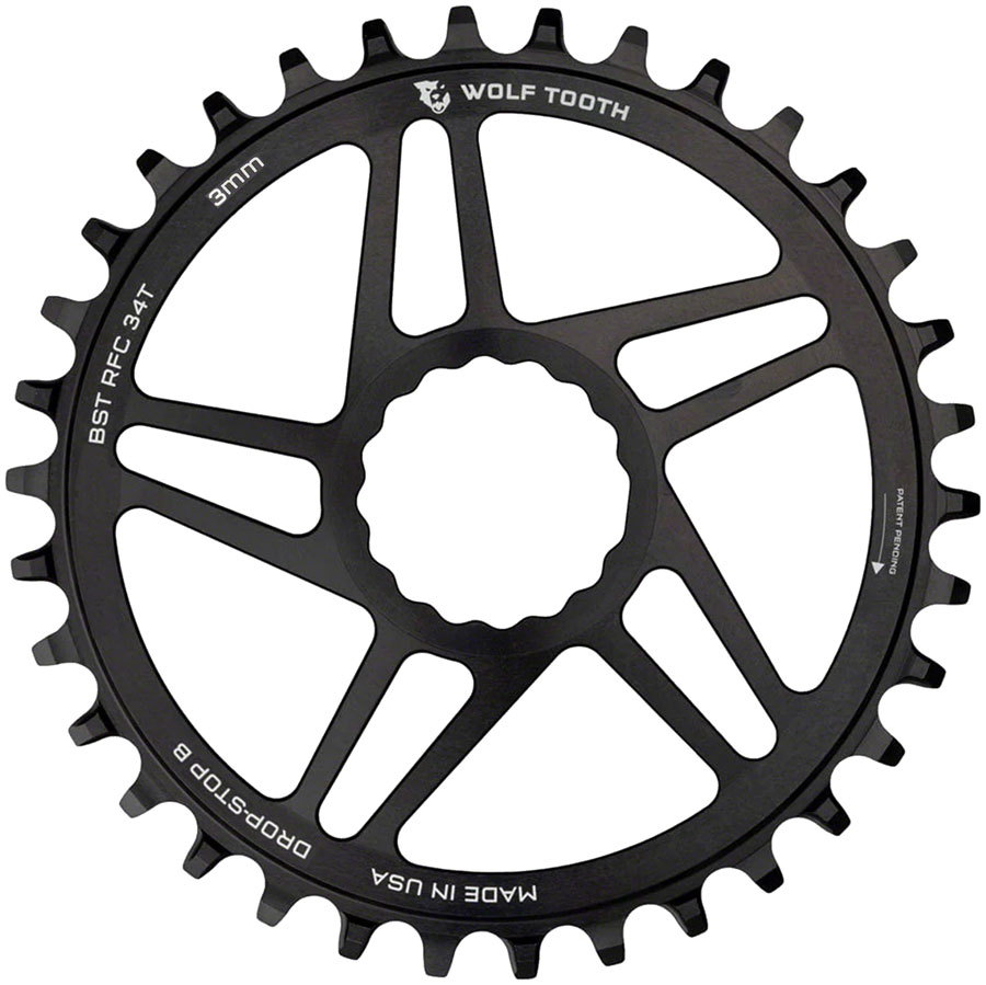 Wolf Tooth Direct Mount Chainring - 34t, RaceFace/Easton CINCH Direct Mount, Drop-Stop B, For Boost Cranks, 3mm Offset, Black