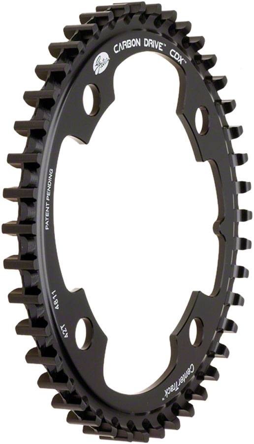 Gates Carbon Drive CDX CenterTrack Front Belt Drive Ring - 46t, 4-Bolt, 104mm BCD, Black