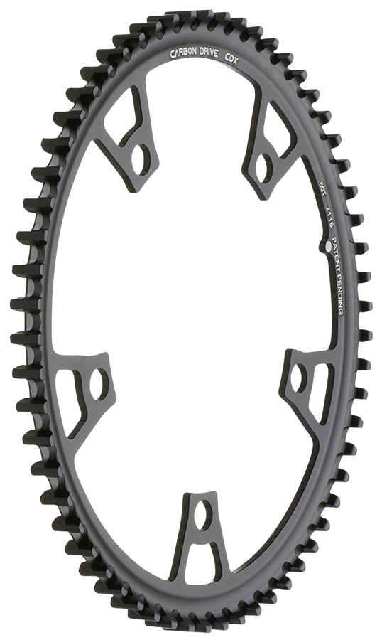 Gates Carbon Drive CDX CenterTrack Front Belt Drive Ring - 60t, 5-Bolt, 130mm BCD, Black