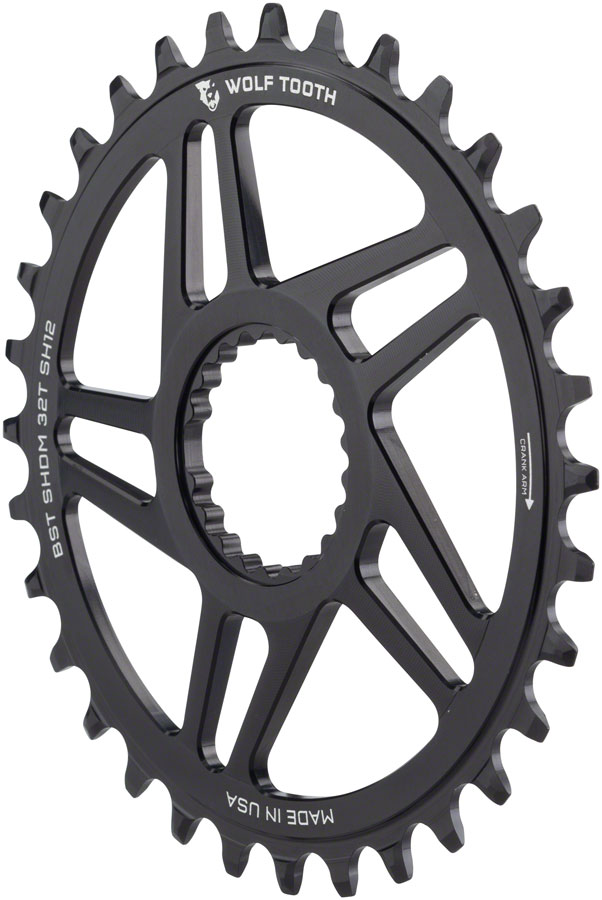 Wolf Tooth Direct Mount Chainring - 28t, Shimano DM, For Boost Cranks, 3mm Offset, Requires 12-Speed Hyperglide+ Chain, Black