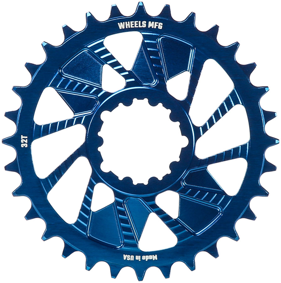 Wheels Manufacturing Direct Mount Chainring - 32t, SRAM 3-Bolt Direct Mount, 3mm Offset, T-Type Chain Compatible, Blue