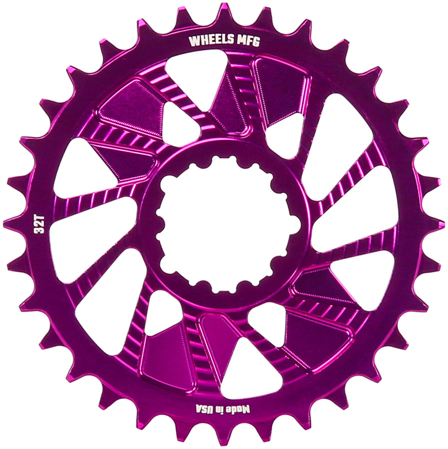 Wheels Manufacturing Direct Mount Chainring - 32t, SRAM 3-Bolt Direct Mount, 3mm Offset, T-Type Chain Compatible, Purple