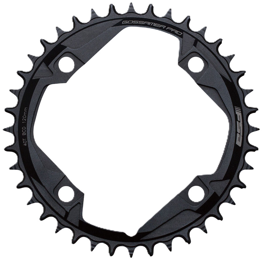 FSA Gossamer Pro Megatooth Chainring, 1x 44T Tooth Count, 120BCD, 4-Bolt Pattern, Narrow-Wide Profile  Black