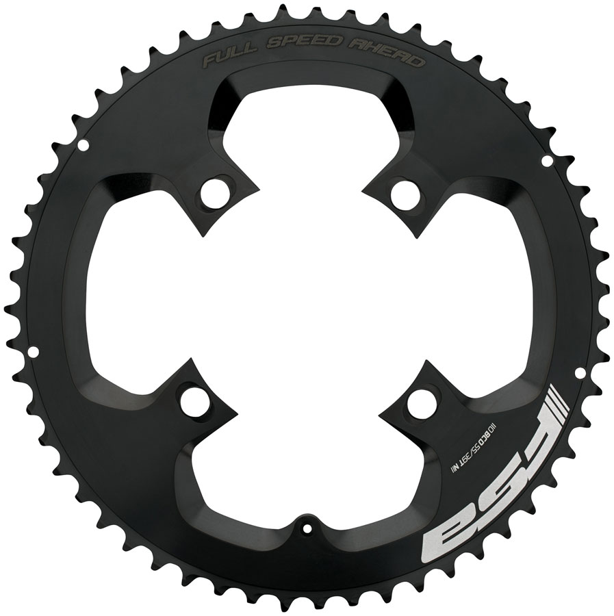 FSA SL-K Super Road Chainring, 1x 50T Tooth Count, 110BCD Asymmetric Bolt Pattern, 4-Bolt Interface  Black