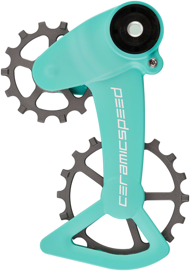 CeramicSpeed OSPW X Pulley Wheel System for SRAM Eagle AXS - Coated Races, Alloy Pulley, Carbon Cage, Turqoise/Silver Cerakote