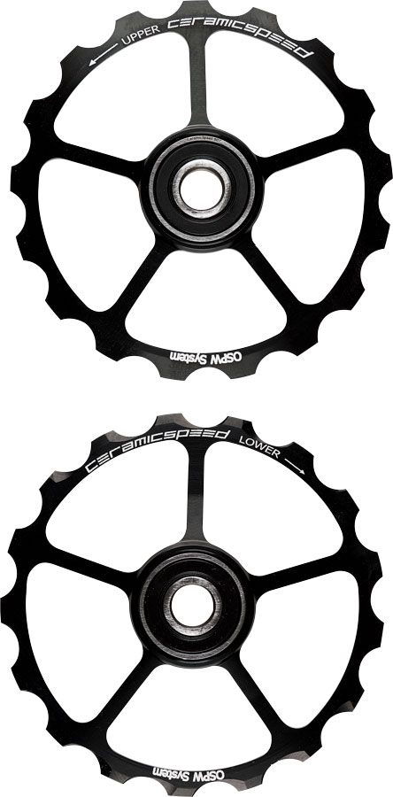 CeramicSpeed Oversized Pulley Wheels - 17 tooth, Alloy Wheels, Black 