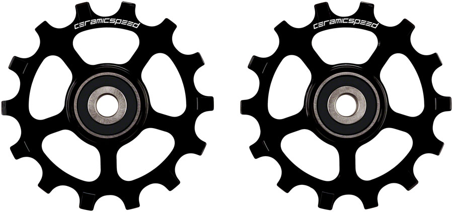 CeramicSpeed Pulley Wheels for Shimano XT/XTR 12-Speed - 14 Tooth, Coated Races, Alloy, Black 