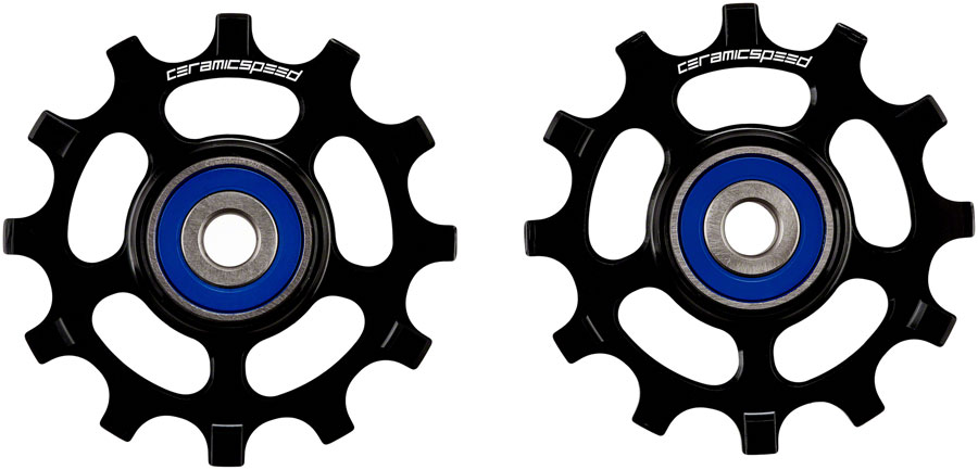 CeramicSpeed Pulley Wheels for Shimano 11-Speed - 12 Tooth Narrow Wide, Coated Races, Alloy, Black 