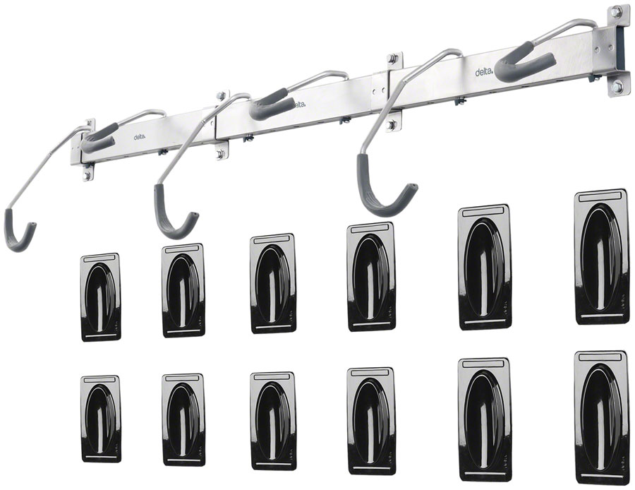 Delta Heavy Duty Track Rack Wall Mount Bike Rack - 6-Bike, Silver