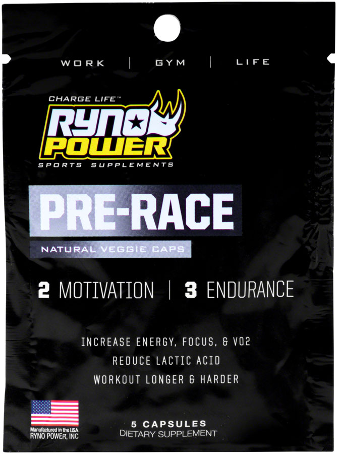 Ryno Power Pre-Race Supplement Pack - Includes 2 Motivation Capsules and 3 Endurance Capsules, Single Serving






