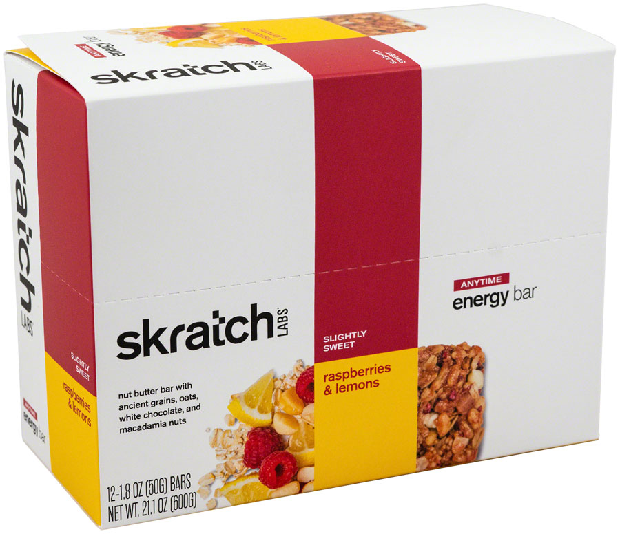 Skratch Labs Energy Bar Sport Fuel - Raspberries and Lemon, Box of 12