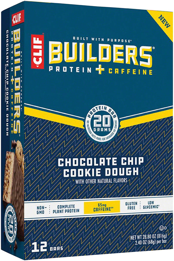 Clif Builder's Bar - Chocolate Chip Cookie Dough w/ Caffeine, Box of 12






