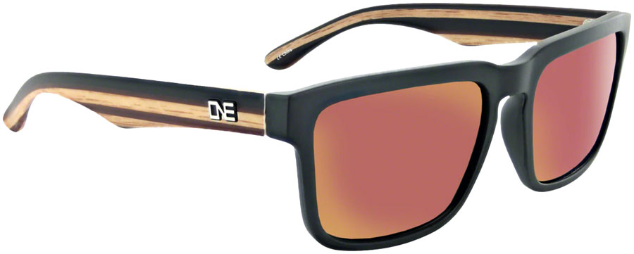 Optic Nerve ONE Mashup Sunglasses - Black Wood Temple/Polarized Gray with Red Mirror