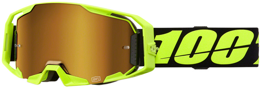 100% ARmatic Goggles - Black/Neon Yellow, Mirror True Gold Lens