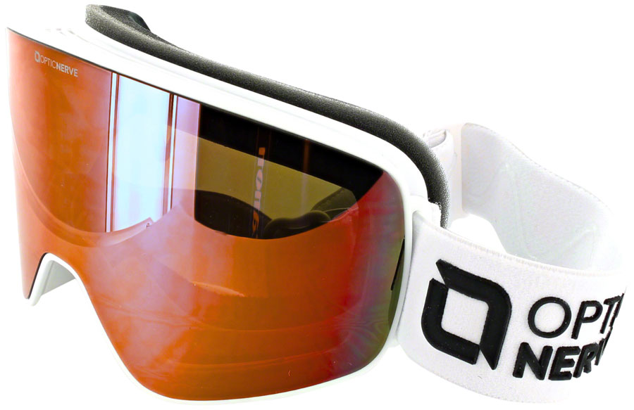 Optic Nerve South Paw Goggles - Shiny White, Yellow/silver Mirror Cat 1