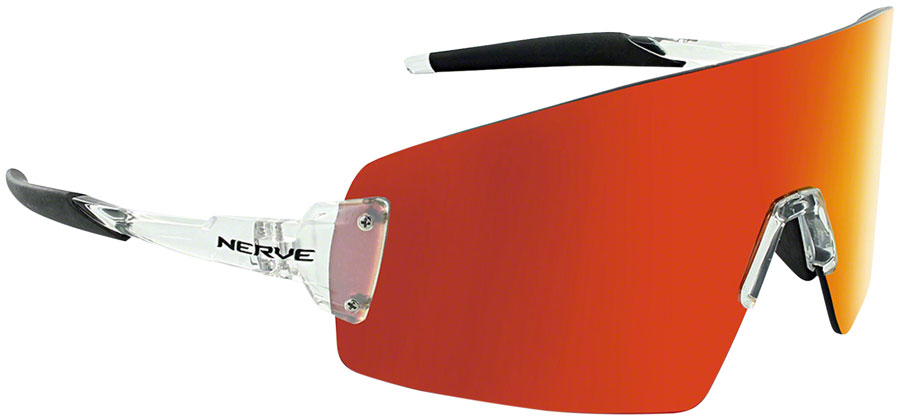 Optic Nerve FixeBLAST Sunglasses - Shiny Crystal Clear, Smoke Lens with Red Mirror 