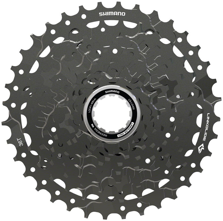 Shimano CUES CS-LG400-9 Cassette - 9-Speed, 11-36t, LINKGLIDE, Black