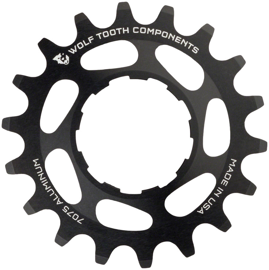 Wolf Tooth Single Speed Aluminum Cog - 18t, Compatible with 3/32" Chains, Black 