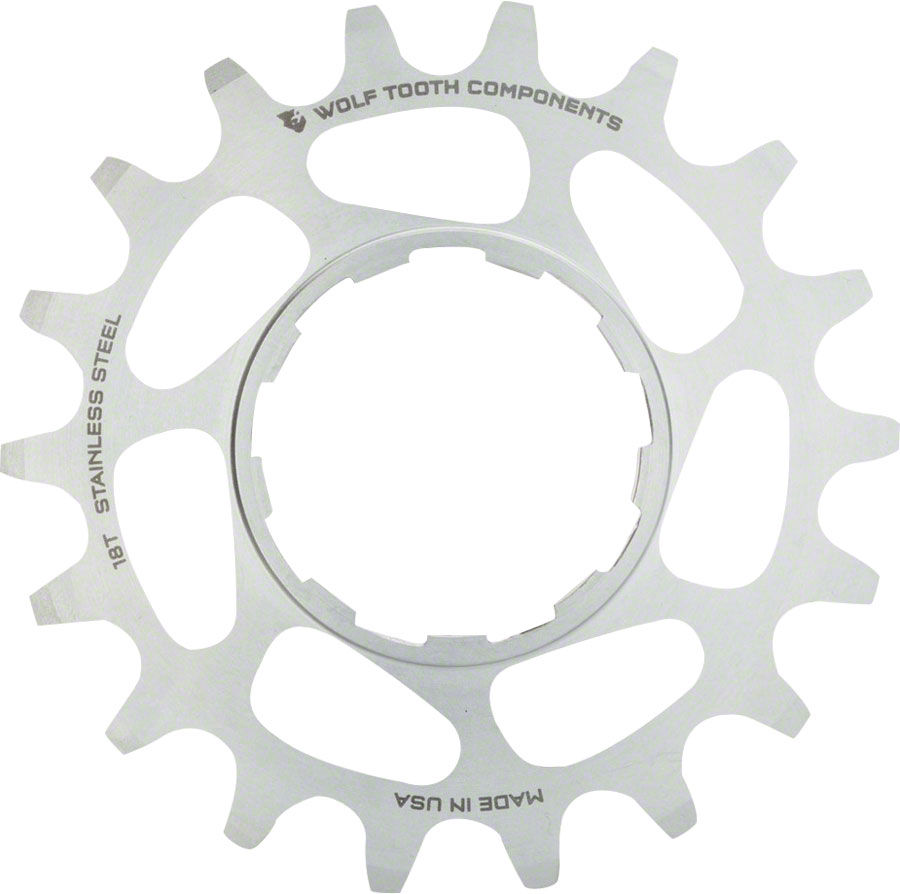 Wolf Tooth Single Speed Stainless Steel Cog - 18t, Compatible with 3/32" Chains