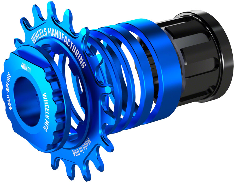 Wheels Manufacturing SOLO-SPLINE Micro Spline Single Speed Conversion Kit - 18t, For Shimano Micro Spline Hub Bodies, Blue