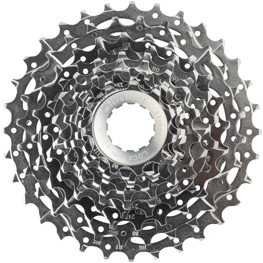 microSHIFT G11 Cassette - 11 Speed, 11-32T, Silver, Chrome Plated, With Spider