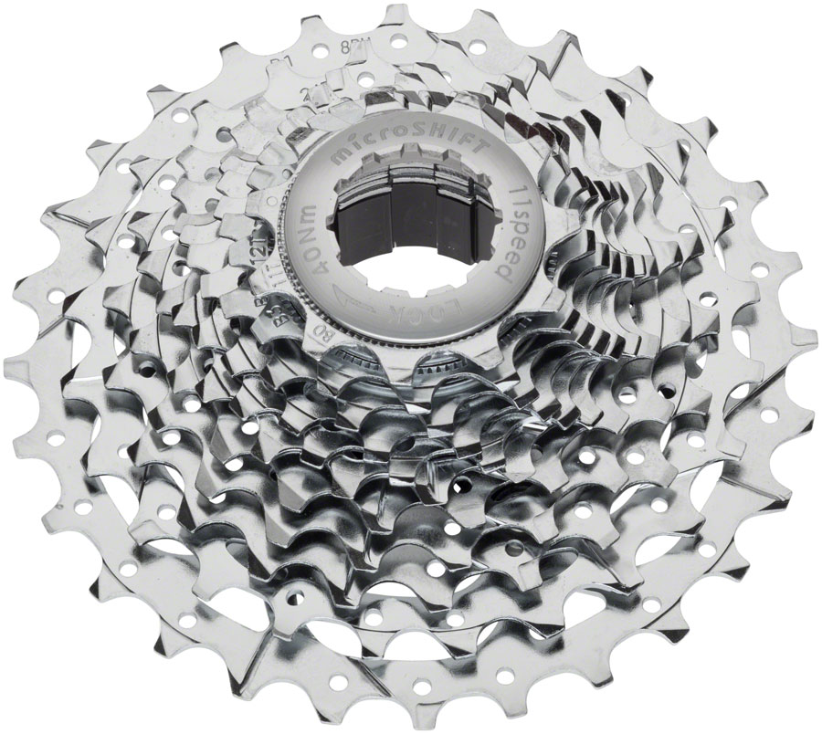 microSHIFT G11 Cassette - 11 Speed, 11-28t, Silver, Chrome Plated, With Spider 