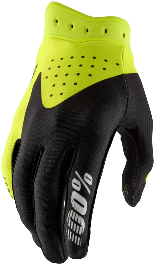 100% Itrack Gloves - Black/Fluo Yellow, Large
