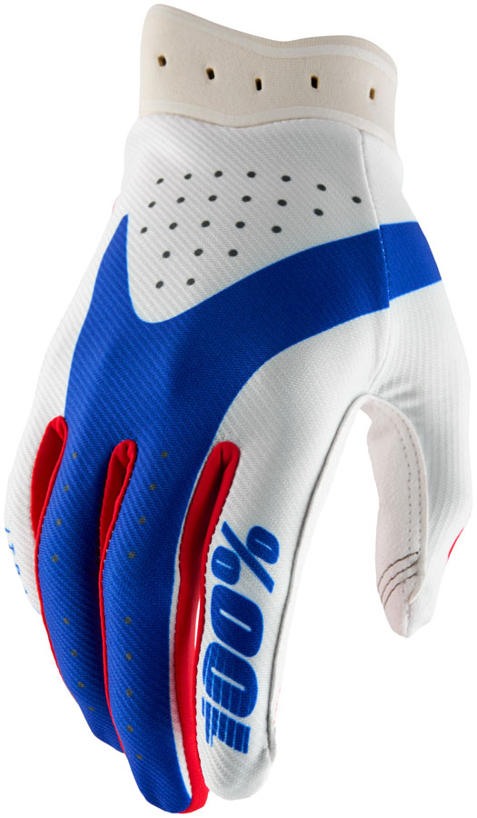 100% Itrack Gloves - Red/White/Blue, Large