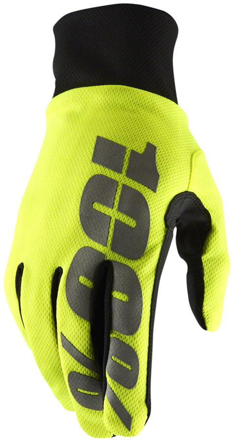 100% Hydromatic Gloves - Neon Yellow, Full Finger, Men's, Medium 