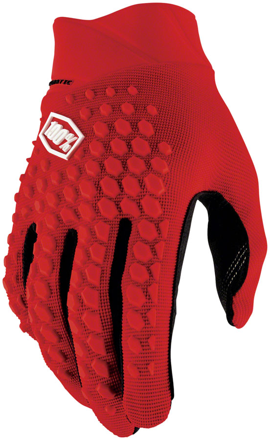 100% Geomatic Gloves - Red, Full Finger, Men's, Large 