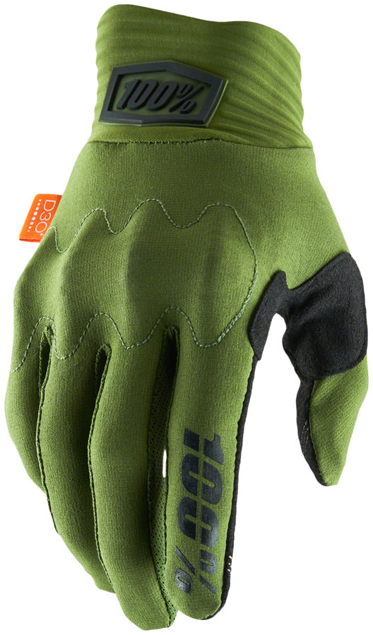 100% Cognito Gloves - Army Green/Black, Full Finger, Men's, Small 