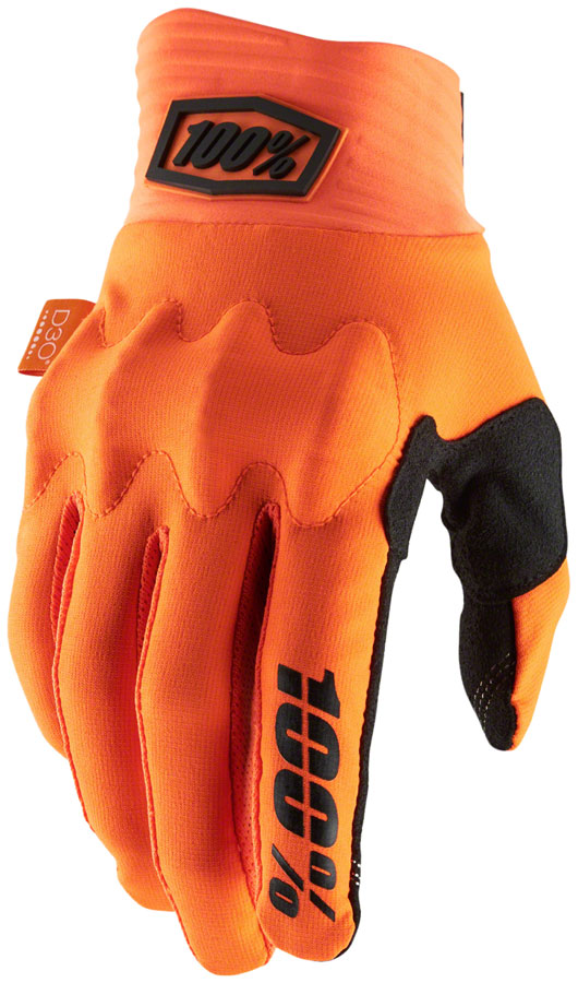 100% Cognito Gloves - Flourescent Orange/Black, Full Finger, Men's, Small 