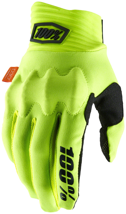 100% Cognito Gloves - Flourescent Yellow/Black, Full Finger, Men's, Medium 